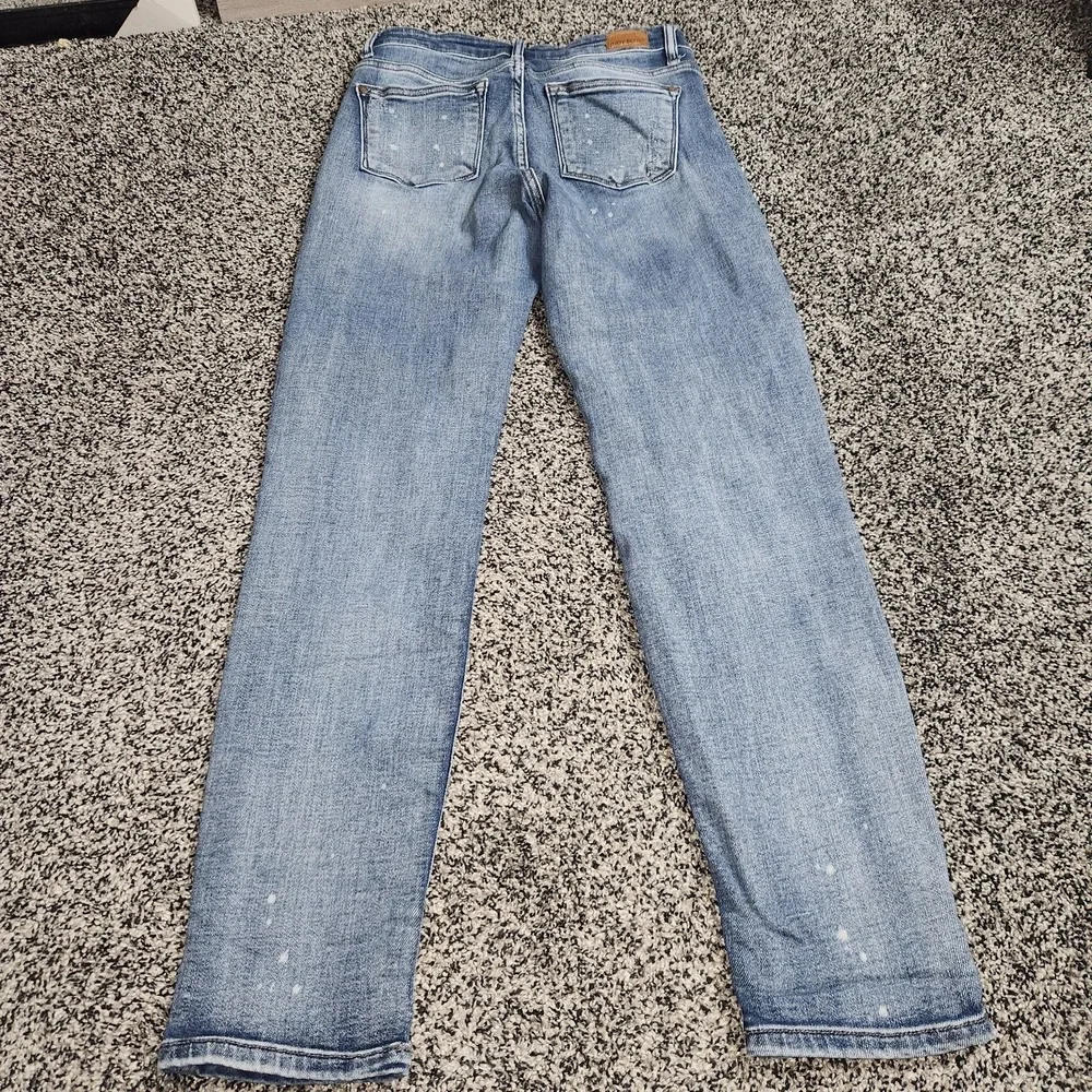 Judy Blue Boyfriend Fit Splatter Paint Ripped Jeans Stretch Women 5/27 Mid Rise - Picture 10 of 12